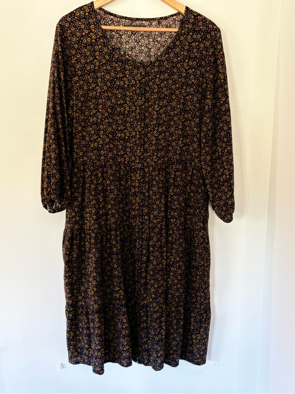TOAD&CO Manzana Tiered LS Midi Dress M Floral Organic Boho Cottage Granola EUC